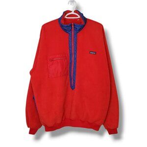 Vintage 80s 90s Patagonia Half Zip Fleece Jacket Red Size XL